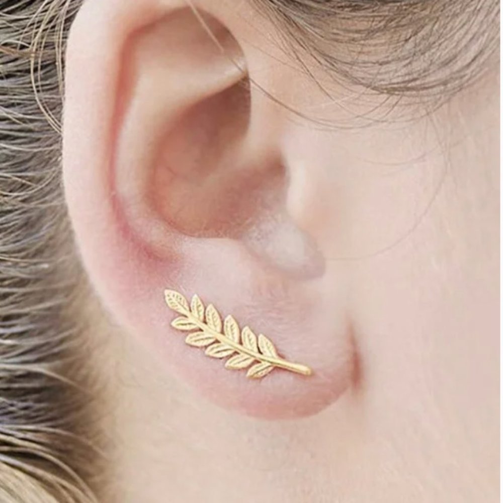 ⭐️❤️ FREE Leaf Earring Climber Boho Chic Art Hipster Hippie Hip Minimal Earrings